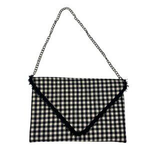 Black and White Gingham Envelope Clutch